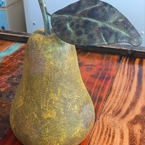 Resin Pear with metal leaf and stem